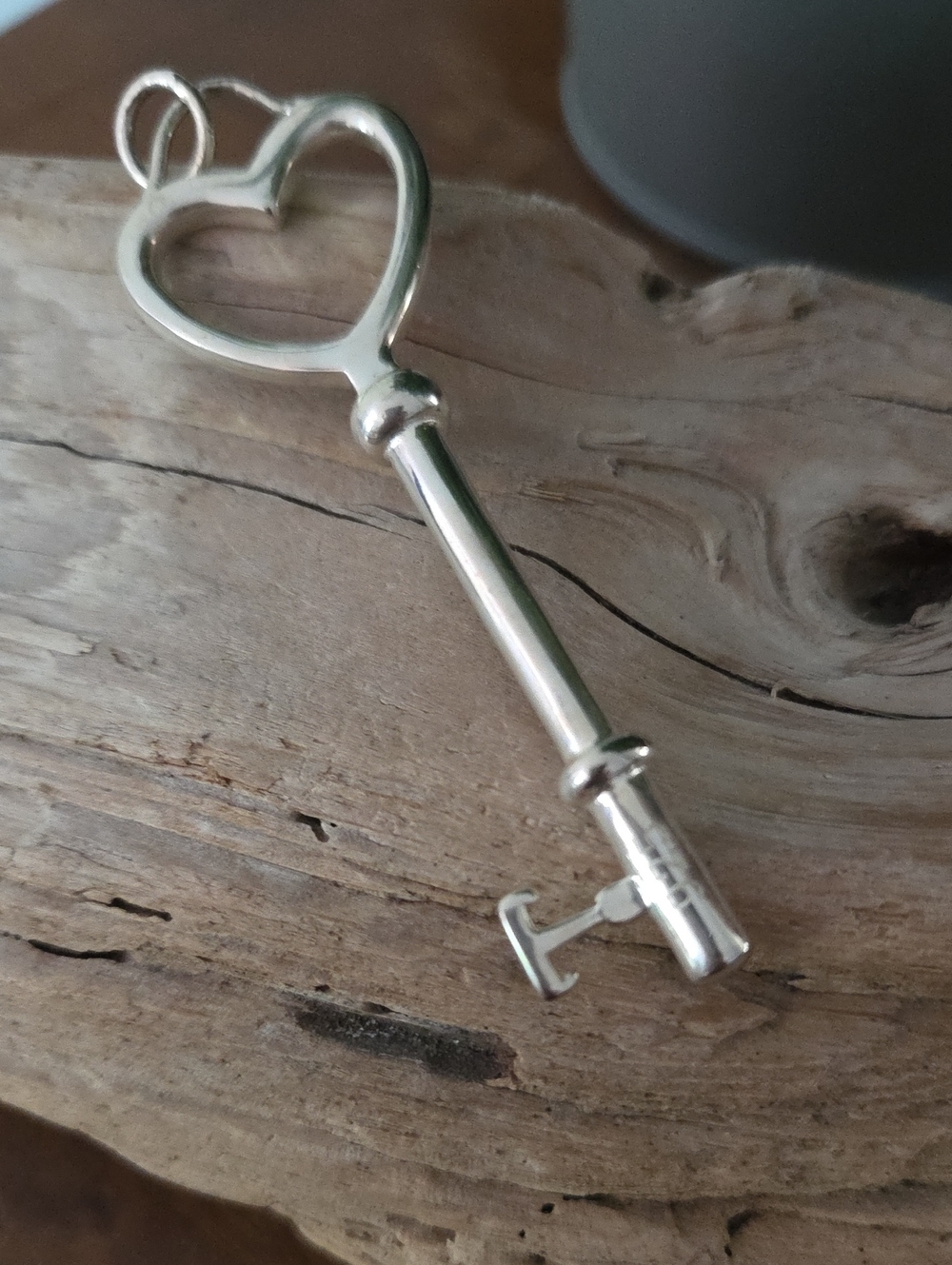 Sterling Silver 925 Heart Key Pendant Necklace